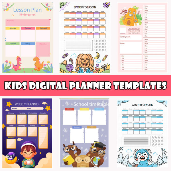 20 Kids Digital Planner Templates
